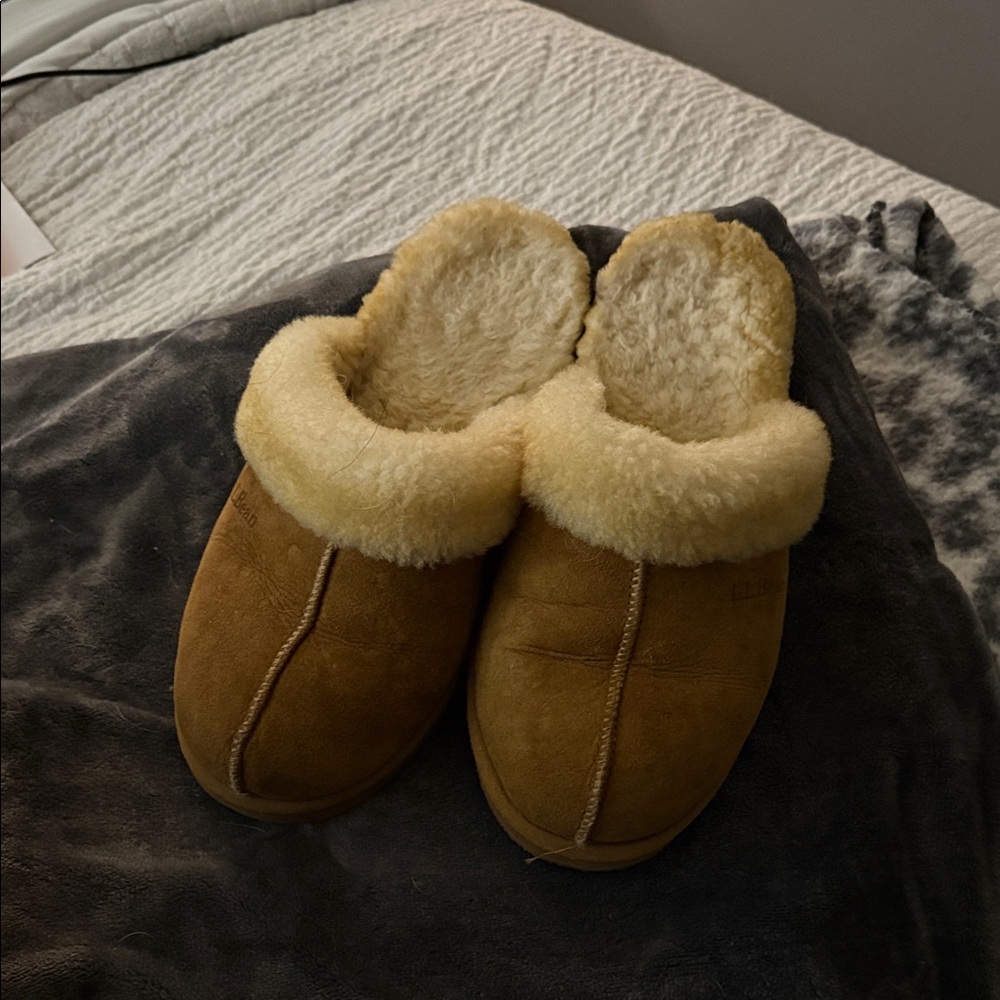 L.L. Bean Tan Shearling Slippers